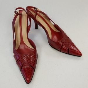 Ann Marino red crocodile leather 2 inch high heel